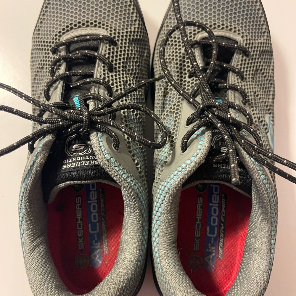 3/$30 Skechers Bulkin Lyndale Gray Mesh Industrial Workshoe Gray with Blue - Picture 4 of 7